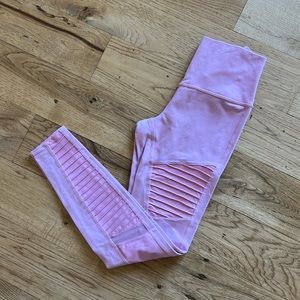 Alo high waist pink moto leggings, size small